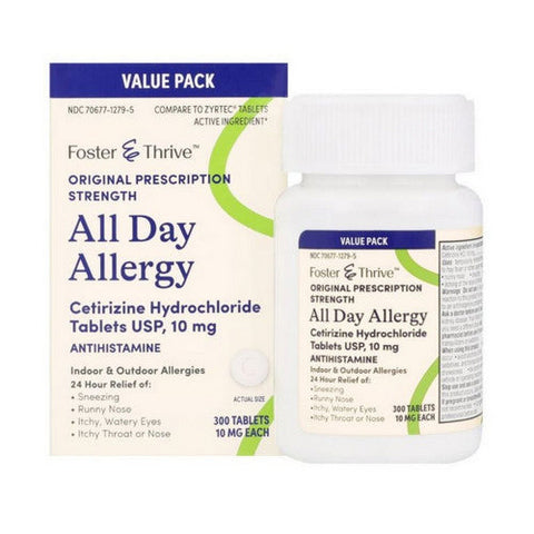 Foster And Thrive, All Day Allergy Cetirizine HCI, 10 Mg, 300 Tabs Foster And Thrive