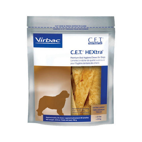 C.E.T. HEXtra Premium Oral Hygiene Chews Large Dog 30 Count by Virbac