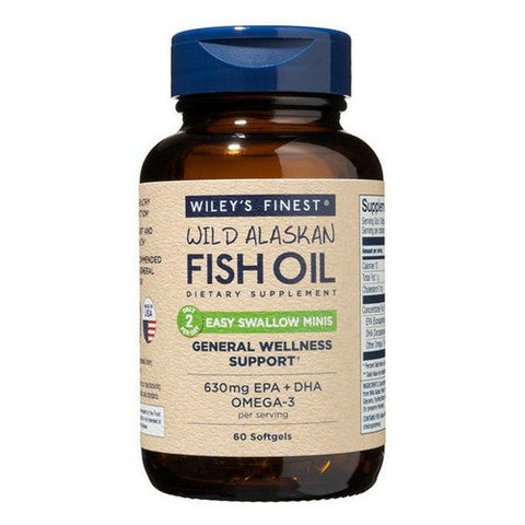 Wiley's Finest, Wild Alaskan Fish Oil Easy Swallow Minis, 630 Mg, 60 Softgels Wiley's Finest