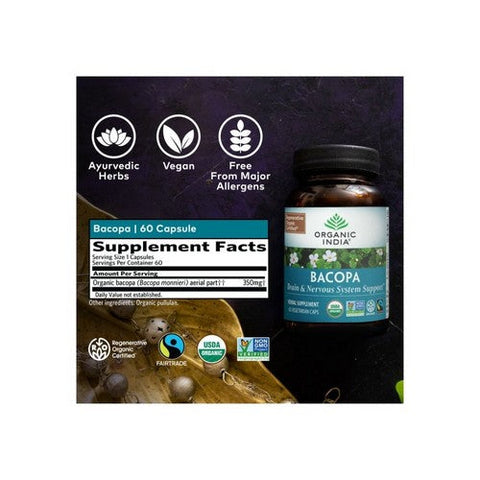 Organic India, Bacopa Supplement, 60 Veg Caps
