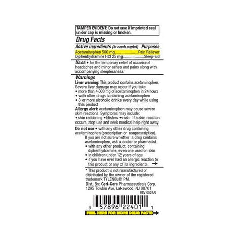 Gericare, Health Star Extra Strength Acetaminophen Night Time Pain Medication, 100 Caps Gericare