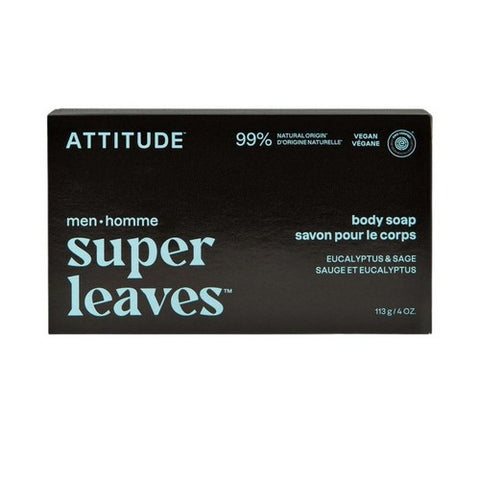 Men's Eucalyptus And Sage Super Leaves Body Soap Bar 4 Oz by Attitude
