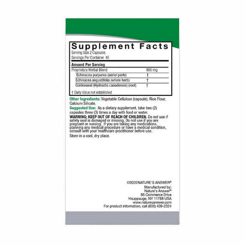 Nature's Answer, Echinacea and Goldenseal Root, 900 Mg, 90 Veg Caps Nature's Answer