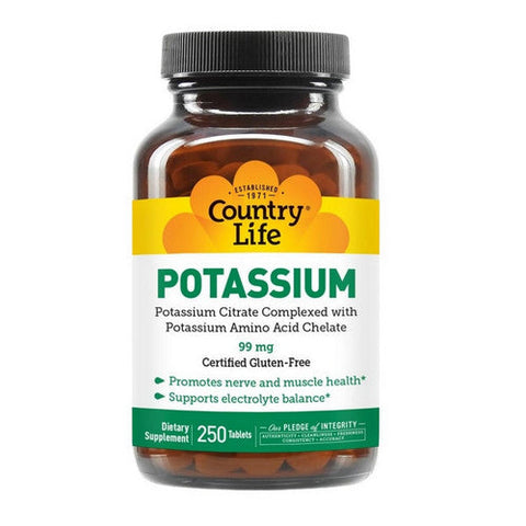 Country Life, Potassium, 99 MG, 250 Tabs Country Life