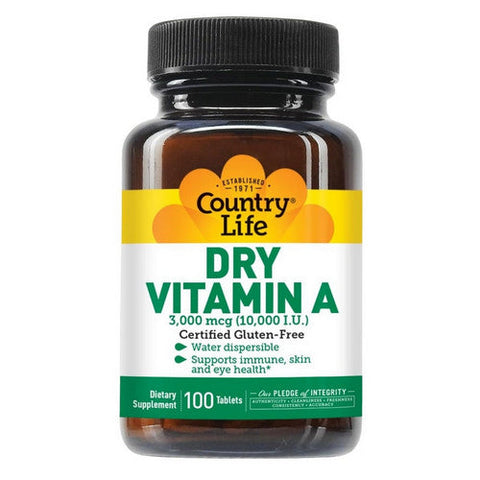 Country Life, Vitamin A 10,000 Units Dry, 100 Tabs Country Life