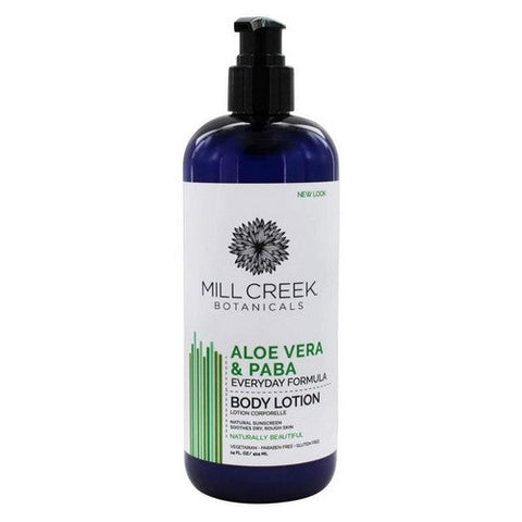 Mill Creek Botanicals, Botanicals Aloe Vera And PABA Body Lotion, 14 fl oz