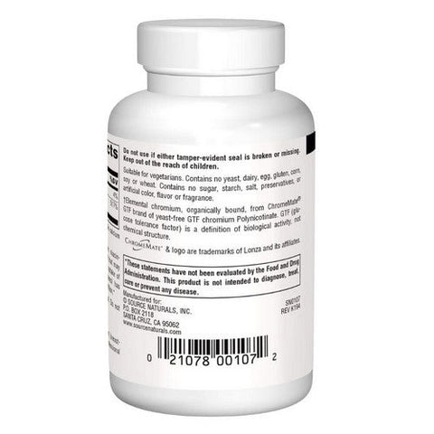 Source Naturals, Chromemate Chromium GTF Yeast Free, 200 Mcg, 240 Tabs