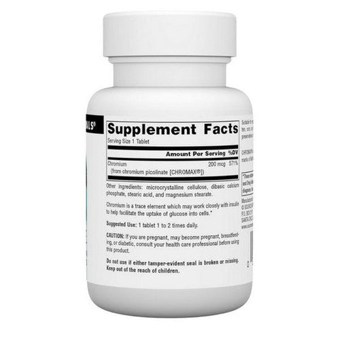 Source Naturals, Chromium Picolinate Yeast Free, 200 Mcg, 60 Tabs Source Naturals
