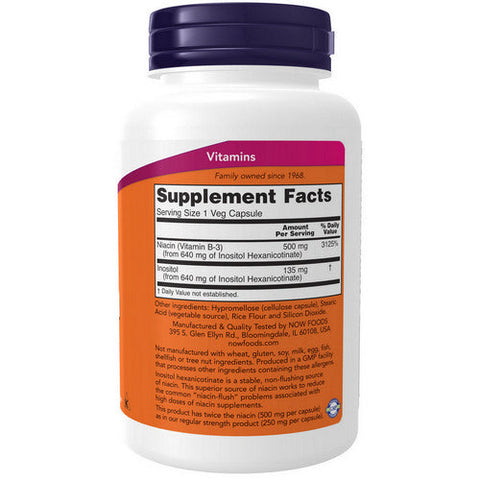 Now Foods, Niacin Double Strength Flush-Free, 500 Mg, 90 Veg Caps Now Foods
