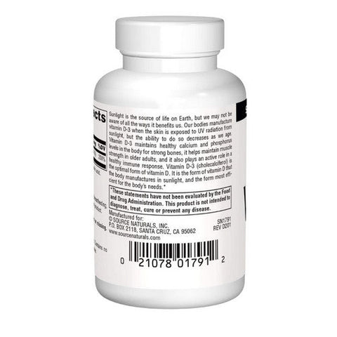 Source Naturals, Vitamin D, 1000 IU, 100 Tabs Source Naturals