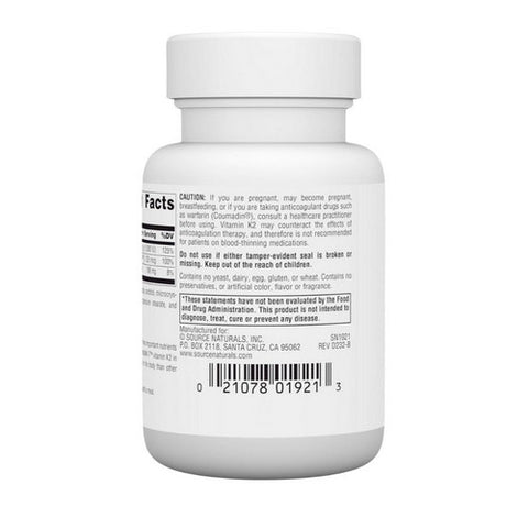 Source Naturals, Vitamin K2 Plus D3, 1000 Mcg, 30 Tabs Source Naturals