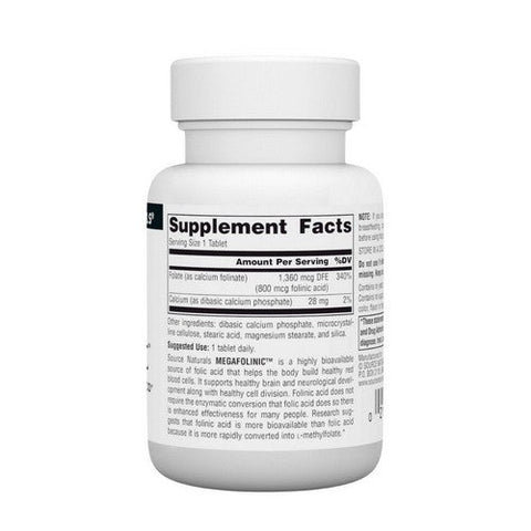 Source Naturals, Mega-folinic, 800 Mcg, 60 Tabs