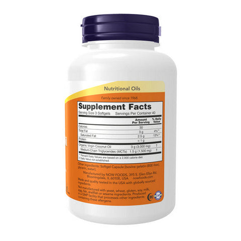 Now Foods, Virgin Coconut Oil, 1000 mg, 120 Softgels