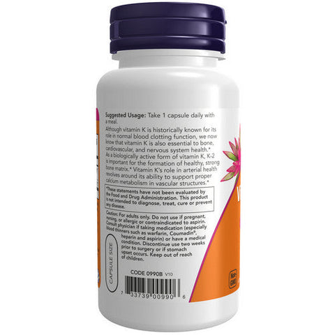 Now Foods, Vitamin K-2, 100 Mcg, 100 Veg Caps Now Foods