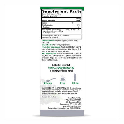 Nature's Answer, Sambucus Black Elderberry Alcohol-Free, 2500 Mg, 8 Oz Nature's Answer