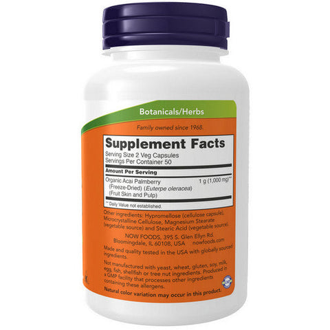 Now Foods, Acai, 500 mg, Organic Freeze-Dried 100 Vcaps