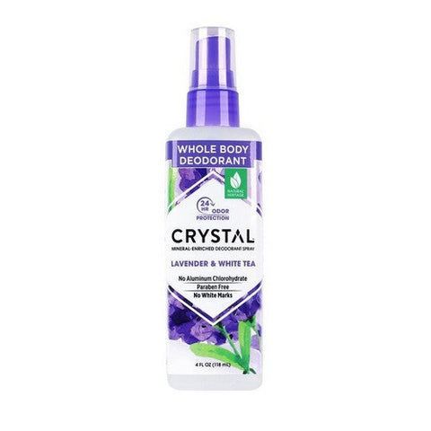 Crystal, Whole Body Deodorant Spray Lavender And White Tea, Lavender & White Tea 4 oz