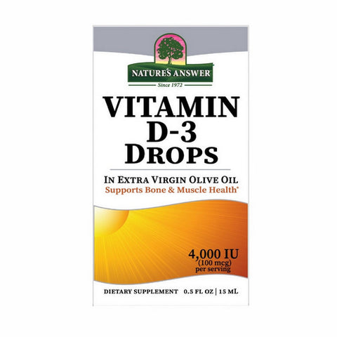 Nature's Answer, Vitamin D-3 Drops In Extra Virgin Olive Oil, 100 Mcg, 0.5 Oz Nature's Answer