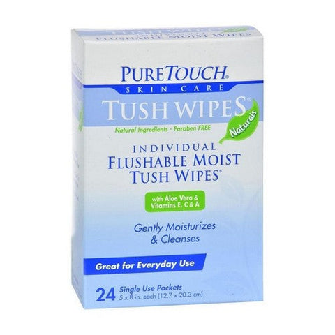 Pure Touch Skin Care, Tush Wipes Flushable, 24 CT