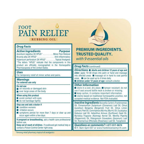 Frankincense & Myrrh, Foot Pain Relief Rubbing Oil, 2 Oz Frankincense & Myrrh