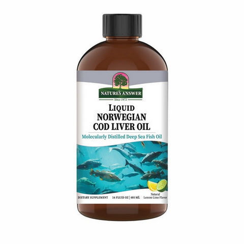  Liquid Norwegian Cod Liver Oil Natural Lemon-Lime 16 Oz by Nature's Answer