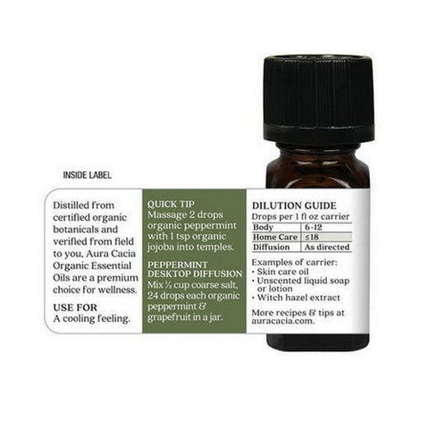 Aura Cacia, Organic Pure Aromatherapy Oil Peppermint, 0.25 Oz Aura Cacia