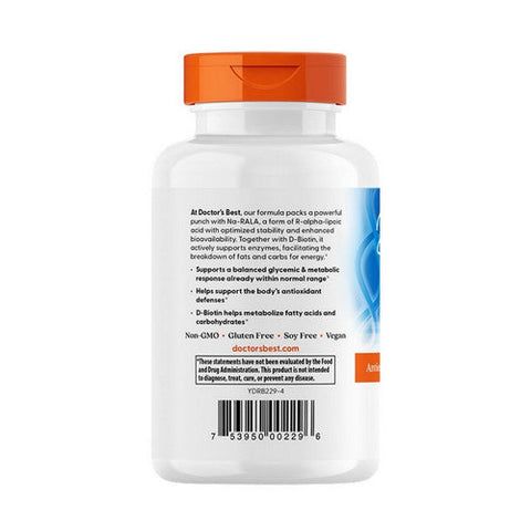 Doctors Best, Stabilized R-Lipoic Acid, 100 mg, 180 Veggie Caps Doctors Best