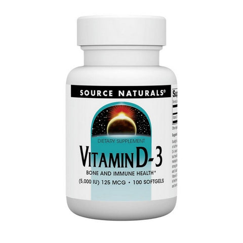 Source Naturals, Vitamin D-3, 5000 IU, 100 Softgels Source Naturals