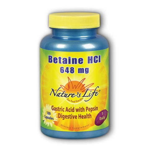 Nature's Life, Betaine HCl, 648 Mg, 100 Caps Nature's Life