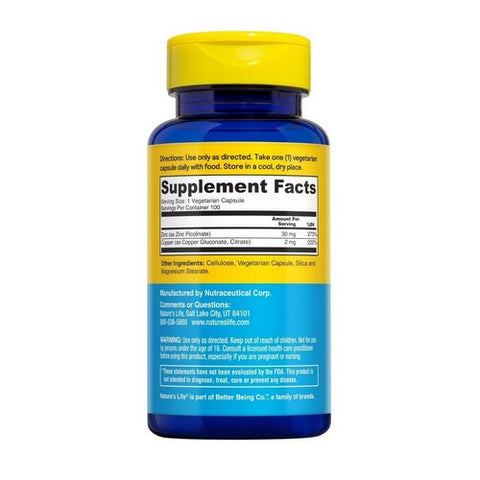 Nature's Life, Zinc Protecting, 30 Mg, 100 Caps Nature's Life