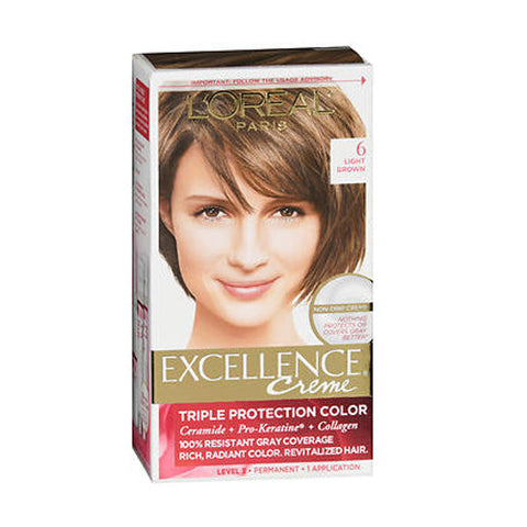 L'oreal, Paris Excellence Creme Permanent Triple Care Hair Color 6 Light Brown, Light Brown 1 each L'oreal