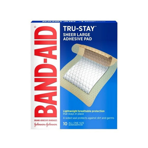 Band-Aid, Tru-Stay Sheer Adhesive Pads Large, Count of 10