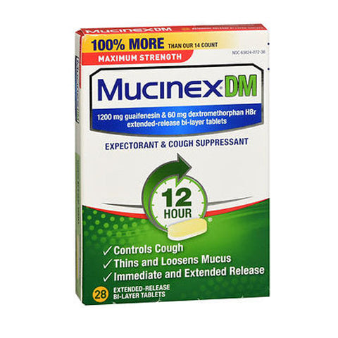 Mucinex Dm, Expectorant And Cough Suppressant 12 Hour Extended-Release Maximum Strength, 28 Tabs Mucinex Dm