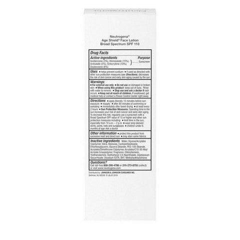 Neutrogena, Age Shield Face Sunblock Lotion Spf 110, 3 oz